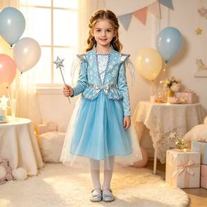 Vestido de Fiesta Temático de Hielo y Nieve para Niñas, Disfraz de Princesa con Corona para Cumpleaños, Halloween, Carnaval - Product Image 4