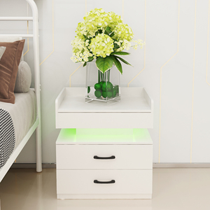 Nightstand With Adjustable <b>Led</b> Strip Light 2 Drawers Large Storage Space <b>Bedside</b> <b>Table</b> Coffee <b>Table</b> - Product Image 4