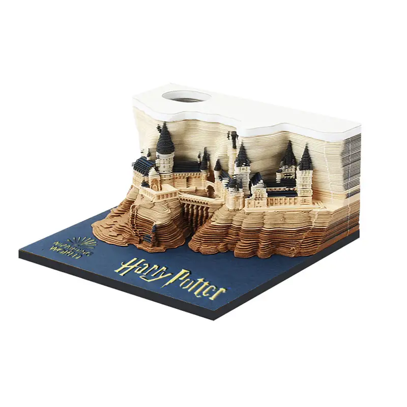 Meilleure vente en ligne Hary Potter château de Poudlard 3D bloc-notes décor de bureau papier Arts et artisanat pour cadeaux de vacances