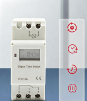 THC15A Saklar Waktu Digital Mingguan yang Dapat Diprogram, Saklar Timer Rel DIN AC220V 16A Bertenaga Baterai IP20 ABS