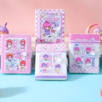Lot de 50 cahiers à couverture PVC avec bouton-pression, 10 motifs de dessins animés variés, 80 g/m², 120 feuilles lignées, papeterie scolaire Kawaii, vente en gros