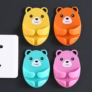 No-drill, strong, traceless cartoon plug <b>hook</b>, wall-mounted <b>kitchen</b> bear plug storage <b>hook</b> - Product Image 1