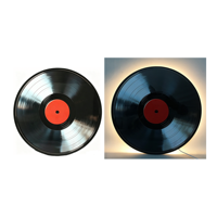 Disque vinyle Kanluck avec LED, panneau MDF laqué moderne, rond 38x38cm, pour la décoration de la maison
