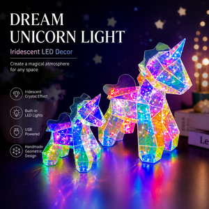 Figura de Unicornio Iridiscente, Escultura Holográfica Prismática, Adorno Luminoso para Mesa, Decoración para Habitación Infantil y Hogar - Product Image 3