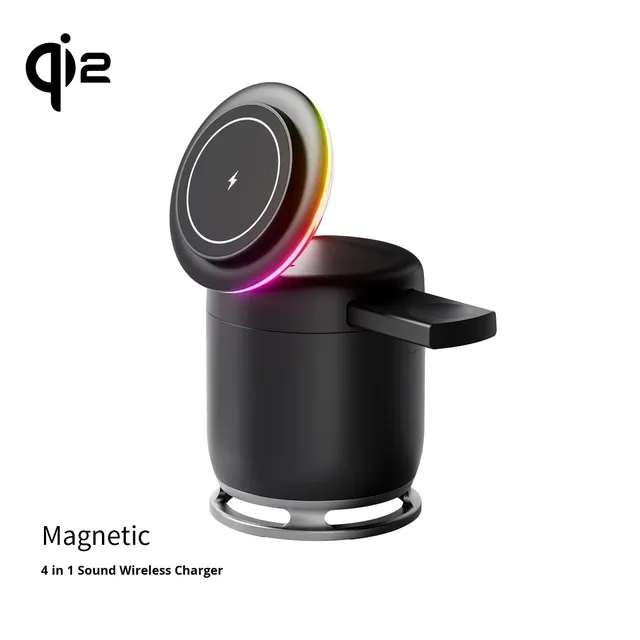 QiZ Magnetic Wireless Charger Magnetic for Speaker 3-in-1 Wireless Fast Charging Compatible for RGB Light A15W Fast Charging