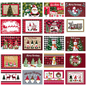Christmas Decorative Polyester <b>Placemats</b> New Printed Eco-friendly Durable Heat-resistant Mats Simple Versatile Factory - Product Image 1