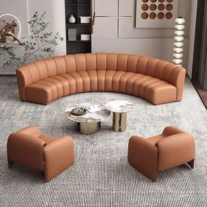 Ensemble de canapés d'hôtel en cuir courbé avec deux fauteuils pour hall d'accueil et salles VIP - Product Image 3