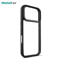 Coque de protection antichoc transparente en PC avec bord en TPU noir anti-jaunissement pour iPhone 17 Pro