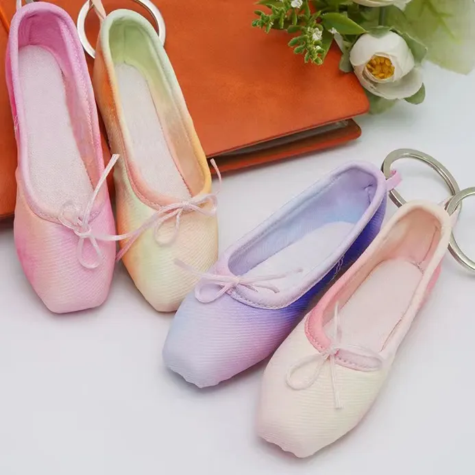 Danza classica fatta a mano scarpe con stampa colorata palline mini scarpe portachiavi portachiavi con logo personalizzato