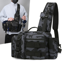 Sac banane multifonctionnel en tissu Oxford avec fermeture à cordon, sac de poitrine, sac pour canne à pêche, sac à dos de pêche grande capacité, tactique