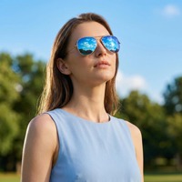 Lunettes de soleil RB Metal Pilot Solid Designer pour toutes les formes de visage, verres polarisés rouges, légères, vision nocturne