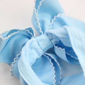 Serre-tête en ruban gros-grain Moonstitch de qualité supérieure pour nouveau-né avec grand nœud, accessoires pour cheveux monogrammés en gros - Product Image 4