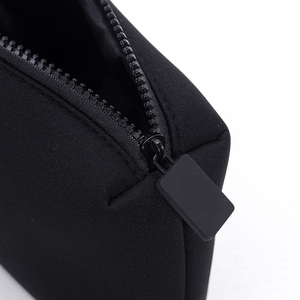 Custom LogoSize Design Black Neoprene Zip Cosmetic Makeup Make up Skincare Beauty Essentials Storage Bag with Silicone Puller - Product Image 5
