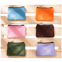 Dompet koin kanvas warna polos uniseks, dompet kecil ritsleting Mini permen PU saku uang sederhana untuk hadiah anak-anak
