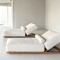 Chaise longue de piscine en bois massif imperméable pour extérieur, lit de jardin, transat de patio, chaise longue de jardin, lit de repos pour patio