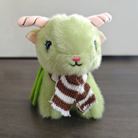 Porte-clés en peluche agneau de dessin animé avec cornes rayées, breloque de sac à dos, jouet cadeau, vente en gros, personnalisable