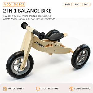 Vélo d'équilibre 2-en-1 sans pédales en <span class=keywords><strong>bois</strong></span> Schima, <span class=keywords><strong>3</strong></span> <span class=keywords><strong>roues</strong></span>, pour tout-petits <span class=keywords><strong>3</strong></span>+, cadeau, OEM ODM ANNA & BECK - Product Image 2