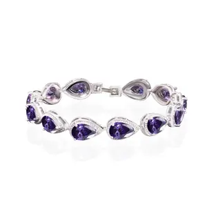 Natuna Fashion Jewelry Luxury Bracelet Amethyst Bangle Pearl Shape Zircon Bracelet Italian Silver Plated Bracelets