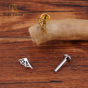 ASTM F136 Spinnennetz Ohrringe 8mm Labret Halloween Party Tragus Lippen piercing 16G PVD Gold Helix Knorpel Tragus - Product Image 6