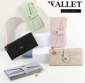 Premium Solid PU <b>Long</b> Wallet Zipper Buckle Large Capacity Portable Minimalist Elegant Ladies Daily Clutch <b>Purse</b> - Product Image 1