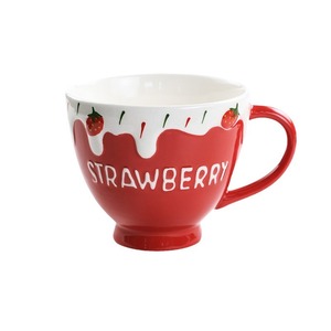 Wholesale ceramic breakfast <b>mugs</b>, household embossed <b>strawberry</b> <b>mugs</b>, high-end high-temperature resistant coffee <b>mugs</b>. - Product Image 1