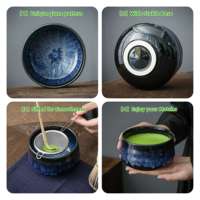 Ensemble de fouets à matcha japonais traditionnels, bol en céramique et porcelaine, fouet en bambou, design Japandi écologique, 7 pièces