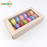Boîte d'emballage en papier personnalisée pour desserts, biscuits, macarons, beignets, chocolats, avec fenêtre de visualisation