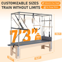Cama Reformer de Pilates de Madera de Arce de Grado Comercial |   Diseño de Estructura Completa de Torre Trapezoidal |   Para Gimnasios y Estudios de Pilates