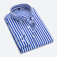 Camisa Formal Elegante de Estilo Coreano para Hombre, Diseño Otoñal con Rayas Verticales Grandes, Manga Larga, Tejido de Ganchillo, Cuello en V