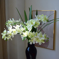 Fleurs artificielles en soie européennes en gros, 5 orchidées Phalaenopsis papillon à 2 tiges, réutilisables, recyclables, imprimées en 3D