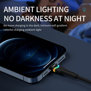 Câble de charge rapide USB C vers USB C PD 3.1 240W avec lumière LED ambiante et certification Emark C2C, revêtement en nylon durable, longueur 1m 2m - Product Image 6