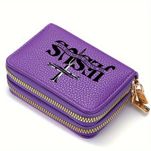 Женский кошелек-портмоне из искусственной кожи с дизайном «Письмо Иисуса», двойной молнией, множеством отделений для карт, 2-в-1 - Product Image 3