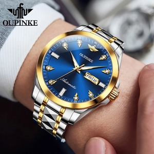 Montre automatique mécanique pour homme OUPINKE 3286, livraison directe, affichage double calendrier, cadran luxueux avec diamants, montre-bracelet pour homme - Product Image 3