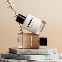 Flacon de parfum en verre personnalisé de forme géométrique 50 ml, finition mate, boîte de marque de parfum de luxe, 100 pièces MOQ