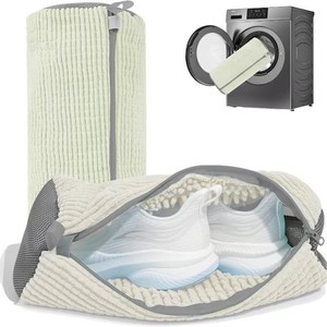 Sac à linge pliable LM avec fermeture éclair et doublure moelleuse pour machine à laver les chaussures, idéal pour les baskets et les chaussures décontractées - Product Image 2