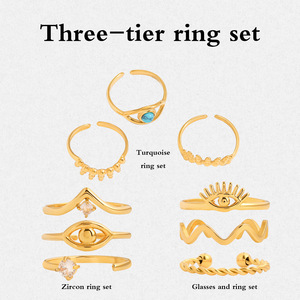 <b>Evil</b> <b>Eye</b> <b>Ring</b> Stainless Steel Geometric Shape Bezel Setting Gift Jewelry Women's Fashion Accessory - Product Image 5