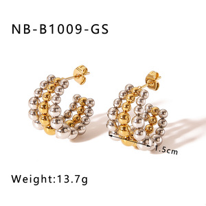 <span class=keywords><strong>Pendientes</strong></span> de <span class=keywords><strong>Aro</strong></span> <span class=keywords><strong>Triple</strong></span> en Forma de C de Alta Calidad y Estilo Moderno, Acero Inoxidable, Plata Vintage, <span class=keywords><strong>Oro</strong></span> de 18K con Cuentas, para Mujer - Product Image 6