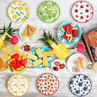Assiettes en papier à thème fruits frais en gros, vaisselle jetable colorée pour barbecue d'été et fête d'anniversaire