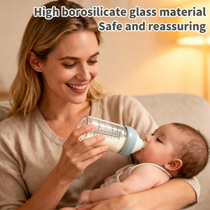 Biberón de Vidrio al por Mayor, Biberón de Boca Ancha de Borosilicato de Alta Calidad para Almacenamiento de Leche Materna, Biberón para Alimentación Infantil, Libre de BPA - Product Image 5