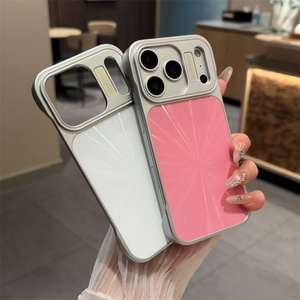 Nouvelle coque de téléphone portable en verre texturé dégradé CD pour iPhone 17 16 15 14 Pro Max, avec dos en PC mat effet laser arc-en-ciel aurore - Product Image 3