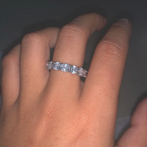 HOVANCI di Modo Argento Asfaltata Anelli di Eternità Cubic Zirconia Anello <span class=keywords><strong>Baguette</strong></span> Per Le Donne Aggancio di Cerimonia Nuziale Dei Monili - Product Image 3