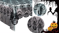 Halloween Dentelle Designs 52x52 Nappe Carrée avec Frange Superposition Nappe Dentelle Noir Nappe pour Décor De Fête De Vacances