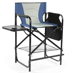 Chaise de camping pliante portable de 26 pouces de hauteur avec repose-pieds gris marine - Product Image 5