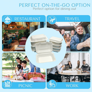 Bagazo <span class=keywords><strong>6</strong></span> pulgadas Concha biodegradable embalaje de alimentos hamburguesa desechable bagazo caja Concha bagazo contenedor de alimentos - Product Image 6