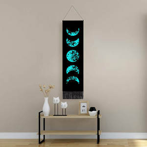 Tapisserie murale avec des Phases, du soleil et de la lune, noire, impression HD, décoration psychédélique - Product Image 4
