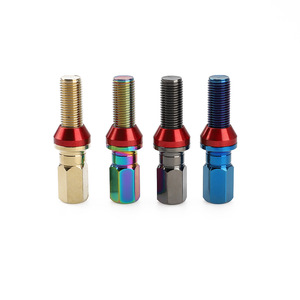 สลักเกลียวดุมล้อเหล็กทรงเรียว M14X1.25 ความยาวเกลียว 28 มม. สำหรับเปลี่ยนล้อ สีเงิน สีฟ้า สีสันสดใส - Product Image 1