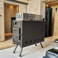 Kompor Sauna Stainless Steel Warmfire untuk Pemanas Uap & Kayu Bakar dengan Jendela Transom dan Pipa Cerobong Asap Panjang