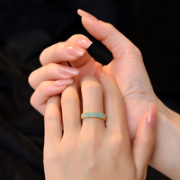 Bague Ouverte Plaqué Or en Argent Sterling 925 avec Zircons Cubiques 6A et Turquoise, Bijoux de Luxe pour Femme, Vente en Gros Direct Usine