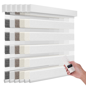 Stores zébrés esthétiques ZSTARR blancs filtrant la lumière, stores zébrés à commande à distance avec moteur pour la couverture des fenêtres d'hôtel - Product Image 2