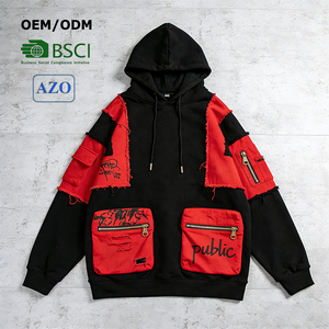 เสื้อฮู้ดดี้ผู้ชายผ้าเฟรนช์เทอร์รี่พิมพ์ลายกันน้ำ หนัก 480gsm สไตล์วินเทจ มีเชือกผูก ปรับแต่งได้ตามต้องการ พร้อมกระเป๋าคาร์โก้ กันยับ - Product Image 1